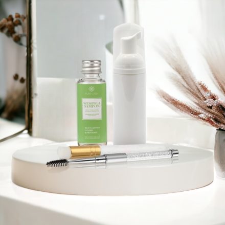 Home luxury eyelash care package - green tea scented eyelash shampoo