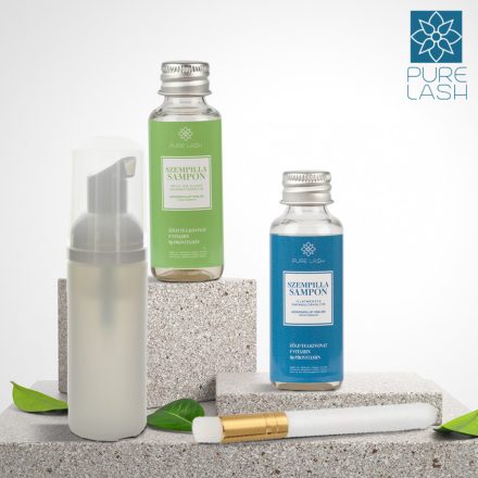 Eyelash shampoo mini pack with foaming bottle and brush